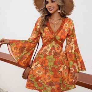 Floral Orange Dress